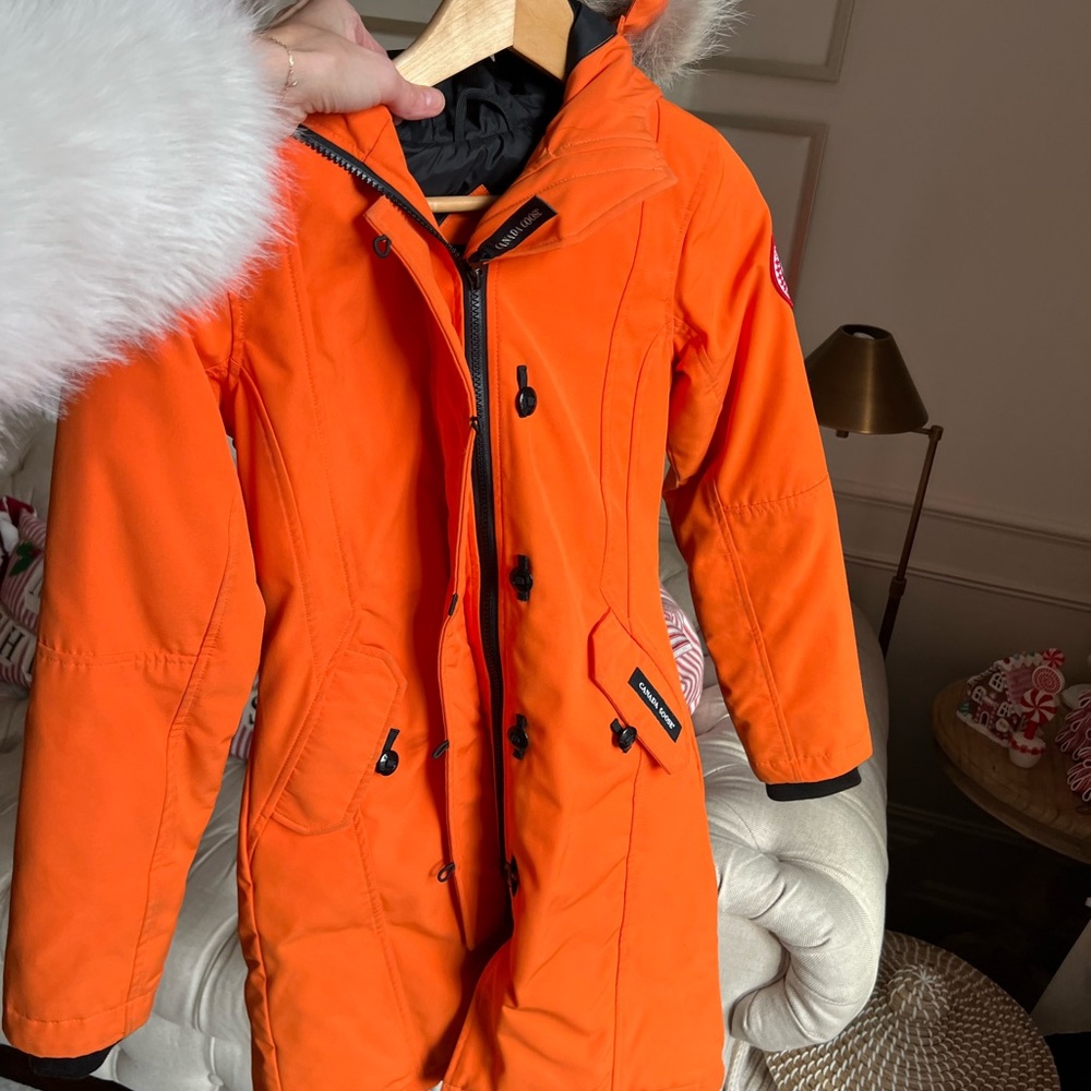 Canada Goose Black and Orange Parka Girls size Medium
